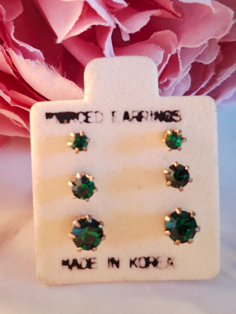 Vintage 80s ✨️💚Set of 3 Stud Earrings Made in Korea